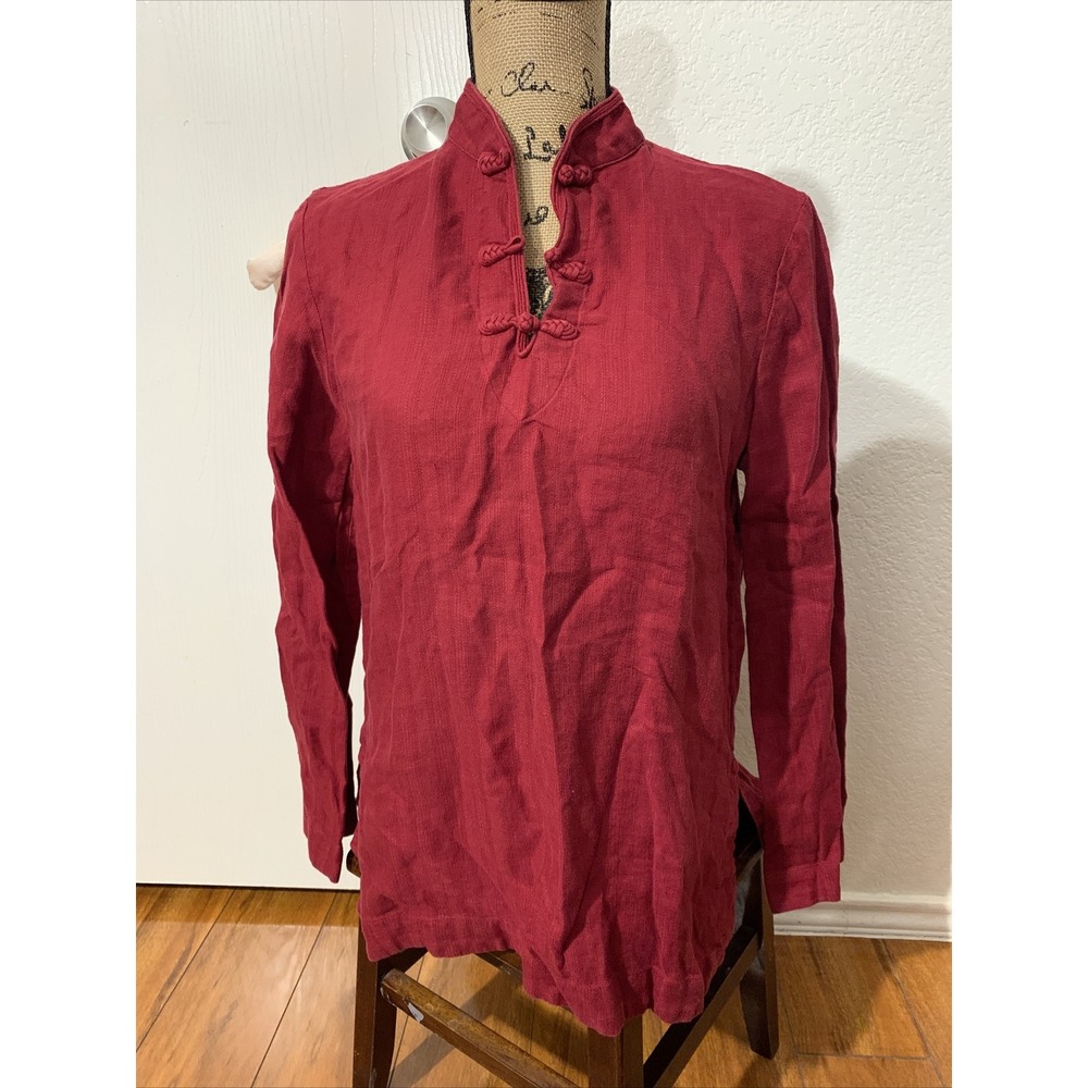 ralph lauren women's M P 100% linen blouse red